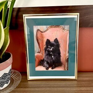 Black Pomeranian Dog Portrait Canvas Art Print Gold Metal Framed Matted Wall Art